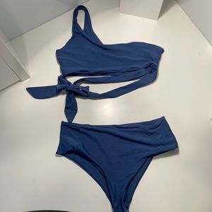 One Shoulder Navy Blue Swimsuit